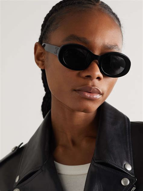 celine triomphe sunglasses cl40194u|Celine Triomphe Logo Oval Acetate Sunglasses .